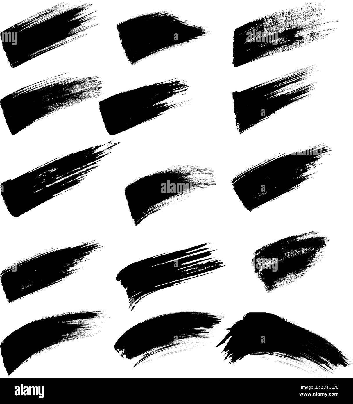 Plusieurs Black strokestown Paint Brush album traits isolés sur blanc Arrière-plan Banque D'Images