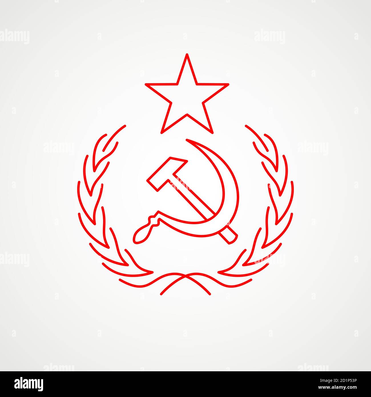 Icône linéaire du communisme. Marteau, faucille et couronne avec une étoile. Emblème soviétique rouge. Armoiries minimalistes de l'URSS. Vecteur Illustration de Vecteur