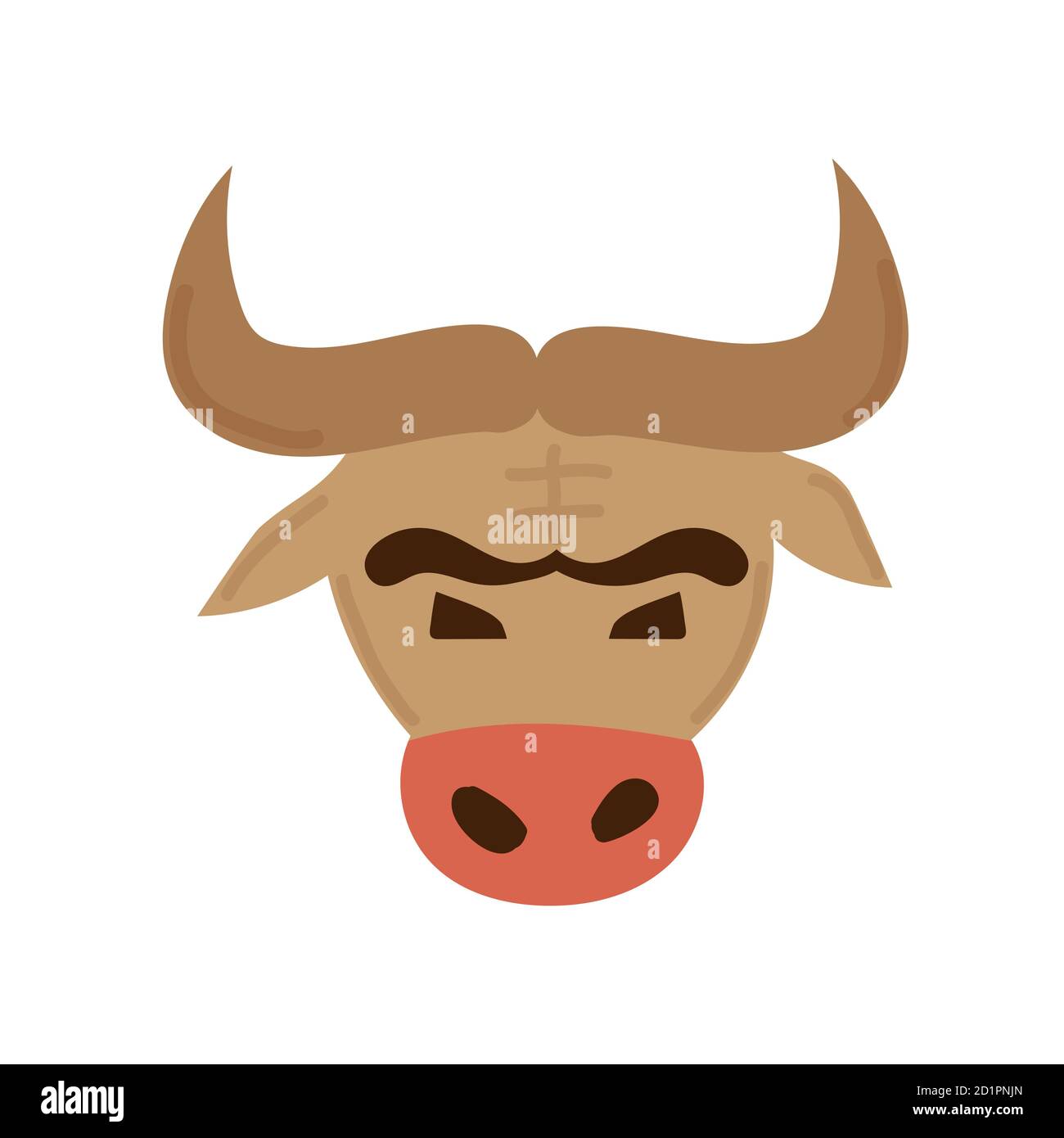 Illustration vectorielle de la tête de taureau en colère isolée sur blanc arrière-plan Illustration de Vecteur