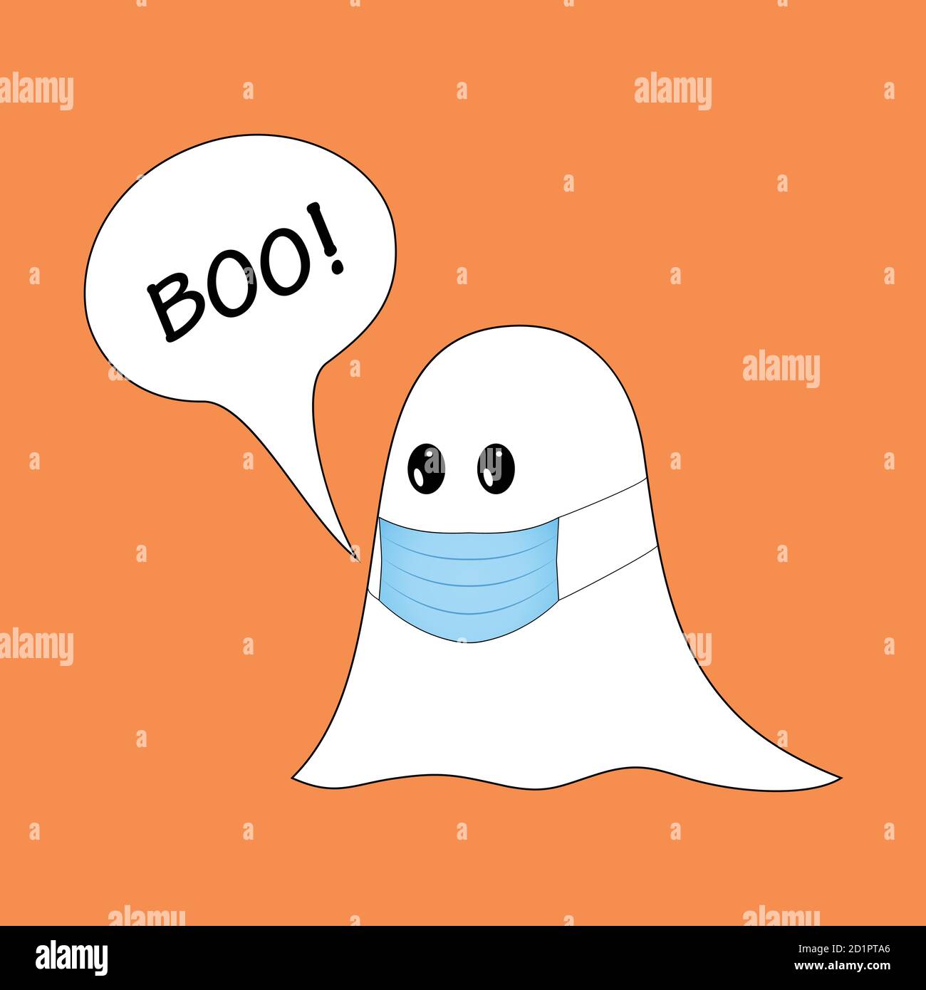 Halloween Boo Ghost avec masque médical. Illustration de Vecteur