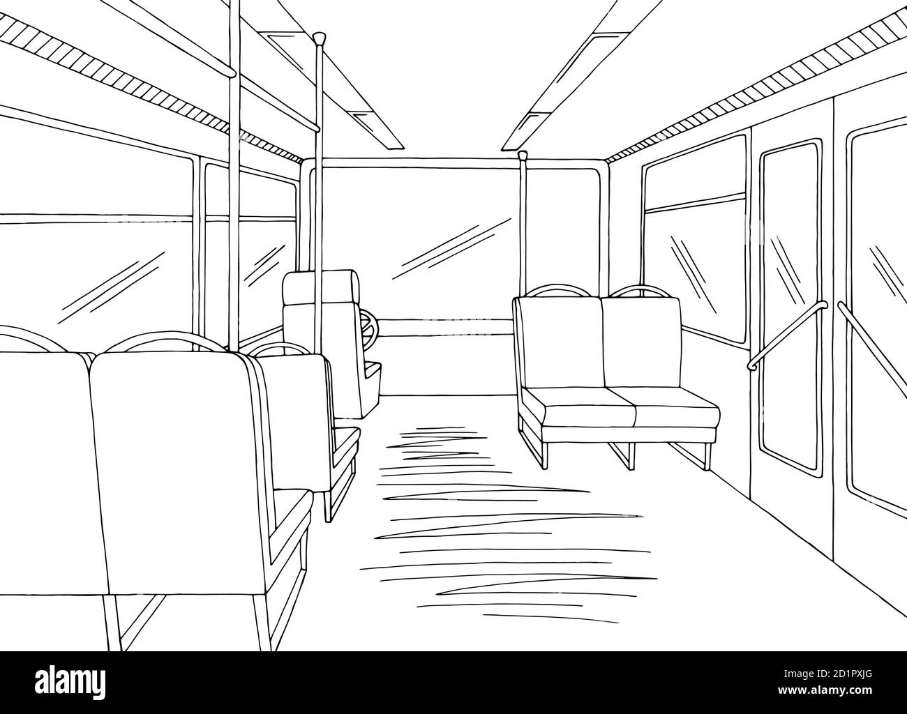 Graphique intérieur de bus noir blanc esquisse illustration vecteur Illustration de Vecteur