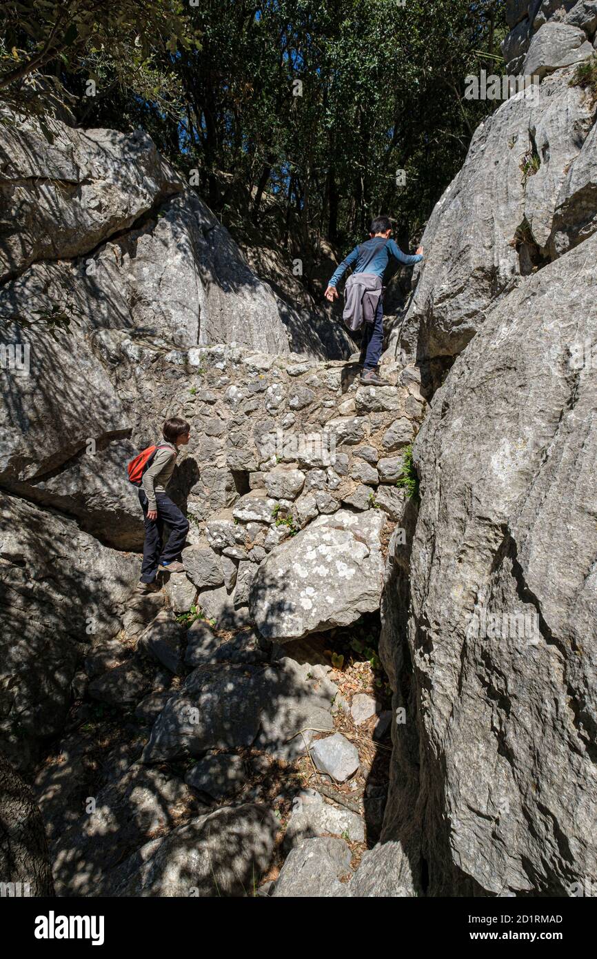Pas de s'Escaleta, valle de Orient, sierra de Tramuntana, Majorque, Iles Baléares, Espagne Banque D'Images