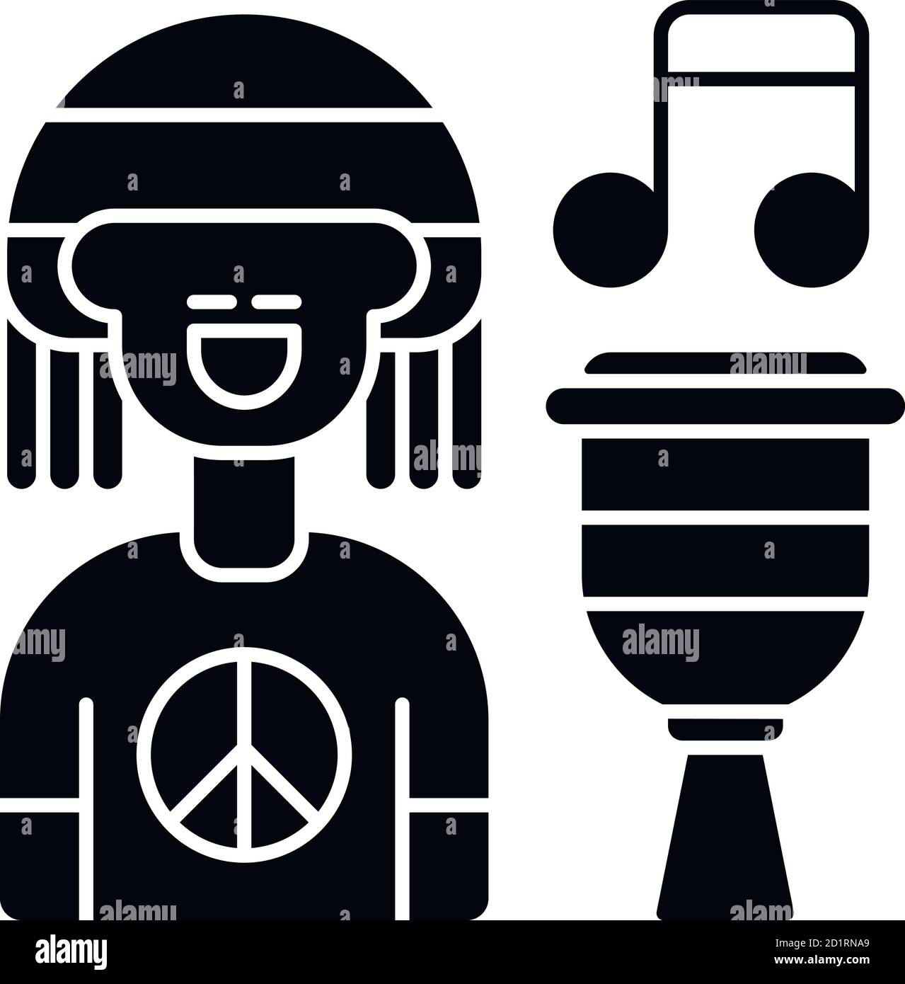 Icône de glyphe noir de musique reggae Illustration de Vecteur