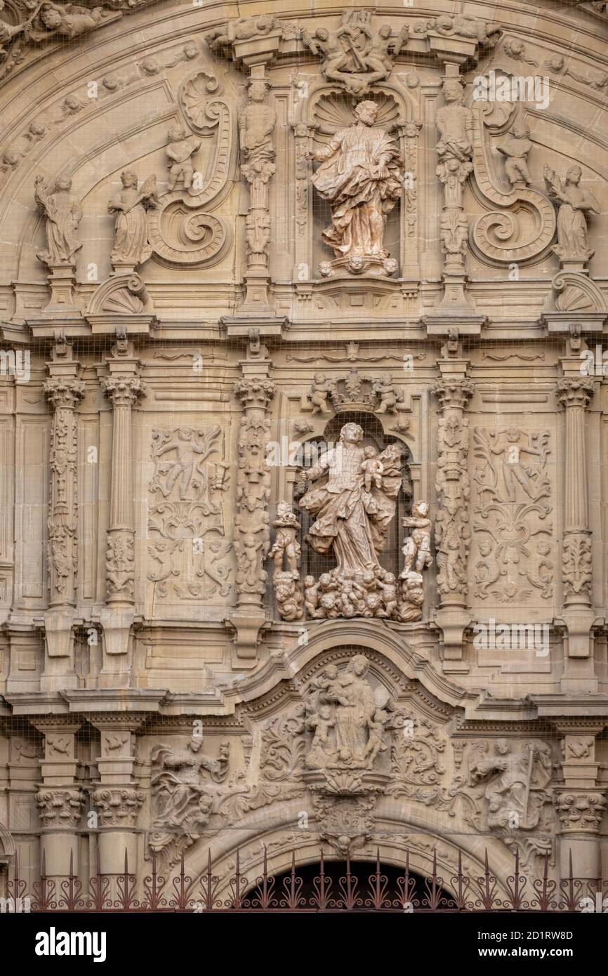 Concatedral de Santa María de la Retonda, barroco riojano, fachada principal, plaza del Mercado, Logroño, la Rioja , Espagne, Europe Banque D'Images