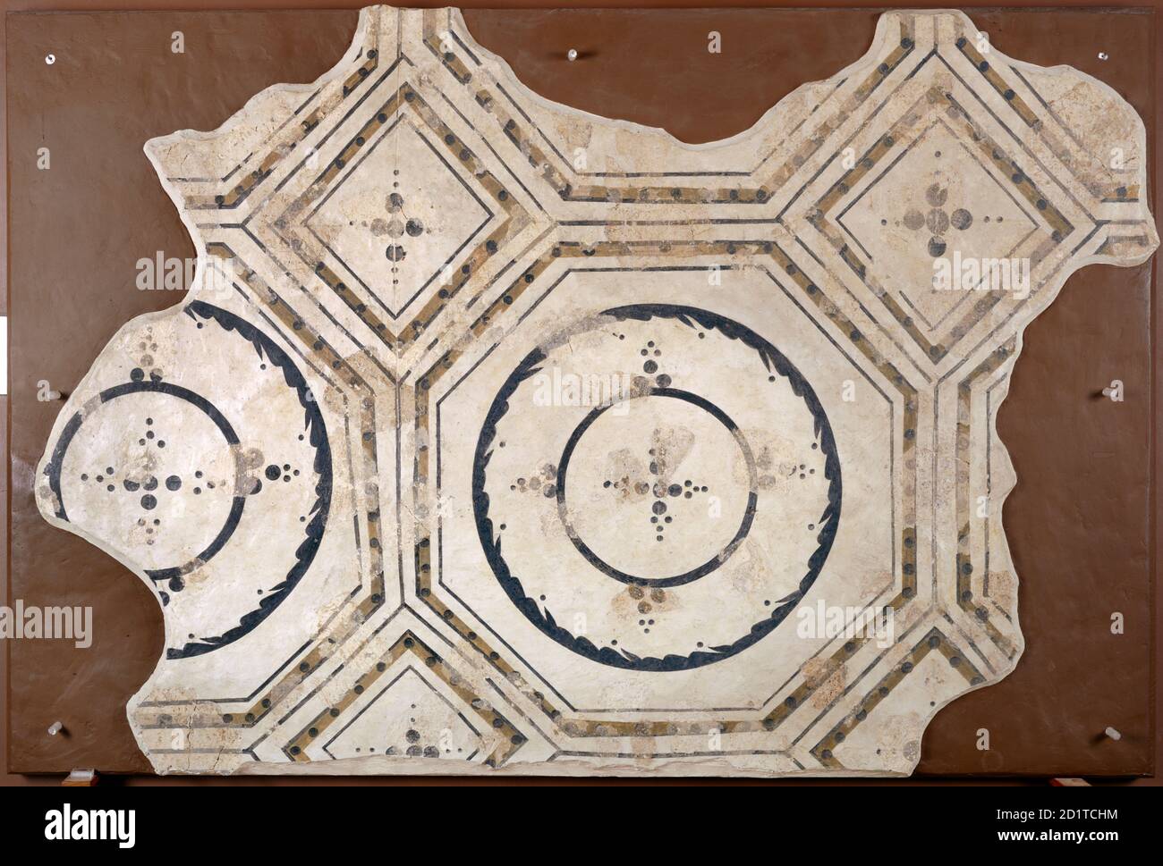 WROXETER VILLE ROMAINE, SHROPSHIRE. Une partie de la voûte en plâtre de l'entrée du caldarium, maintenant dans le musée. Banque D'Images