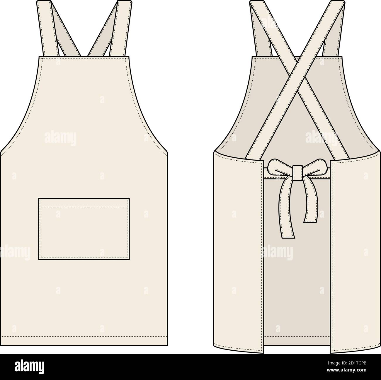 Illustration du modèle de vecteur de tablier (avant/arrière) / naturel Illustration de Vecteur