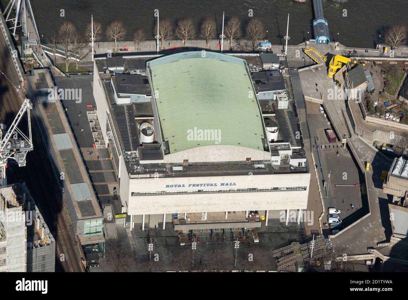 The Royal Festival Hall, South Bank, Londres, 2018, Royaume-Uni. Vue aérienne. Banque D'Images