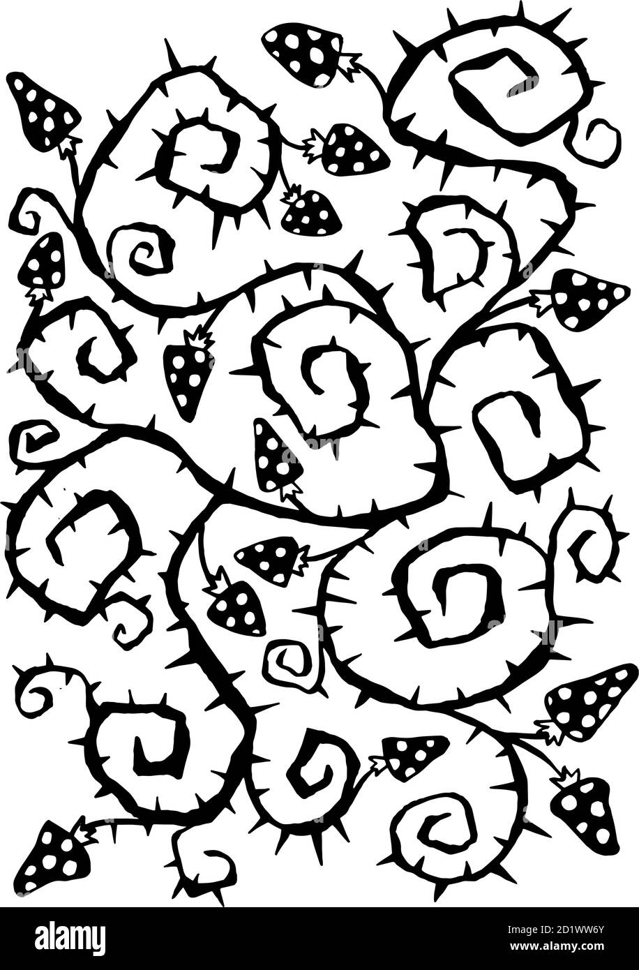 Halloween abstrait épines et champignons Doodle élément. Illustration vectorielle isolée Illustration de Vecteur