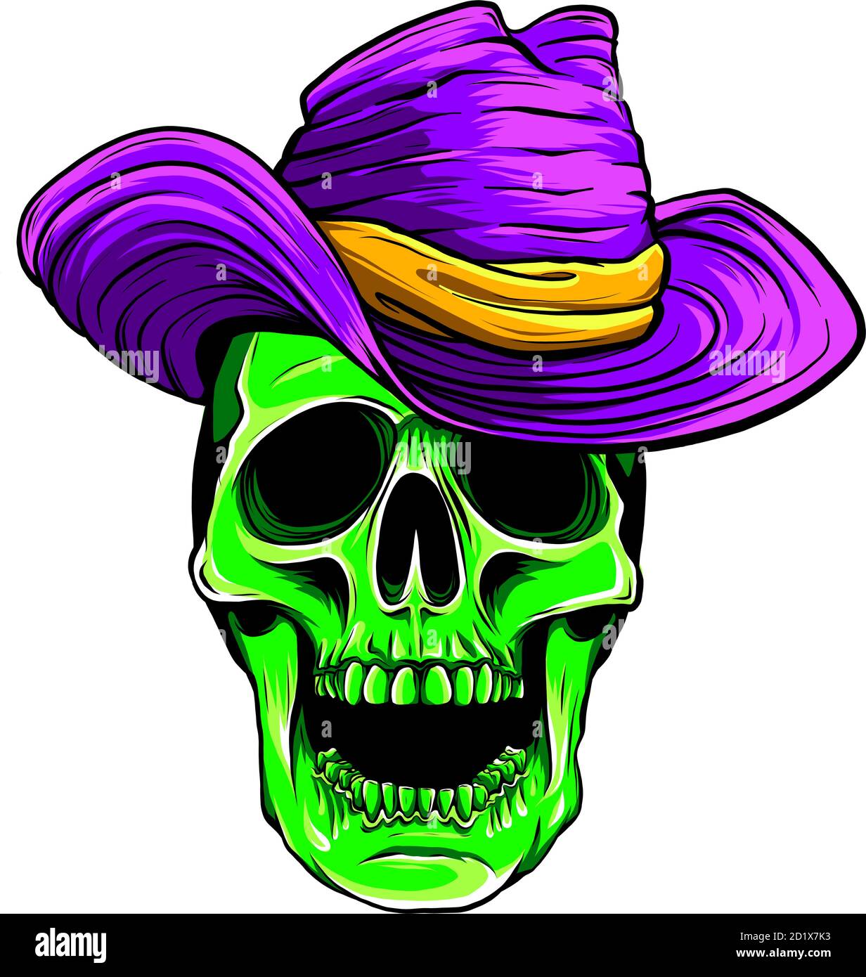 Illustration vectorielle du crâne de Cowboy avec chapeau Illustration de Vecteur