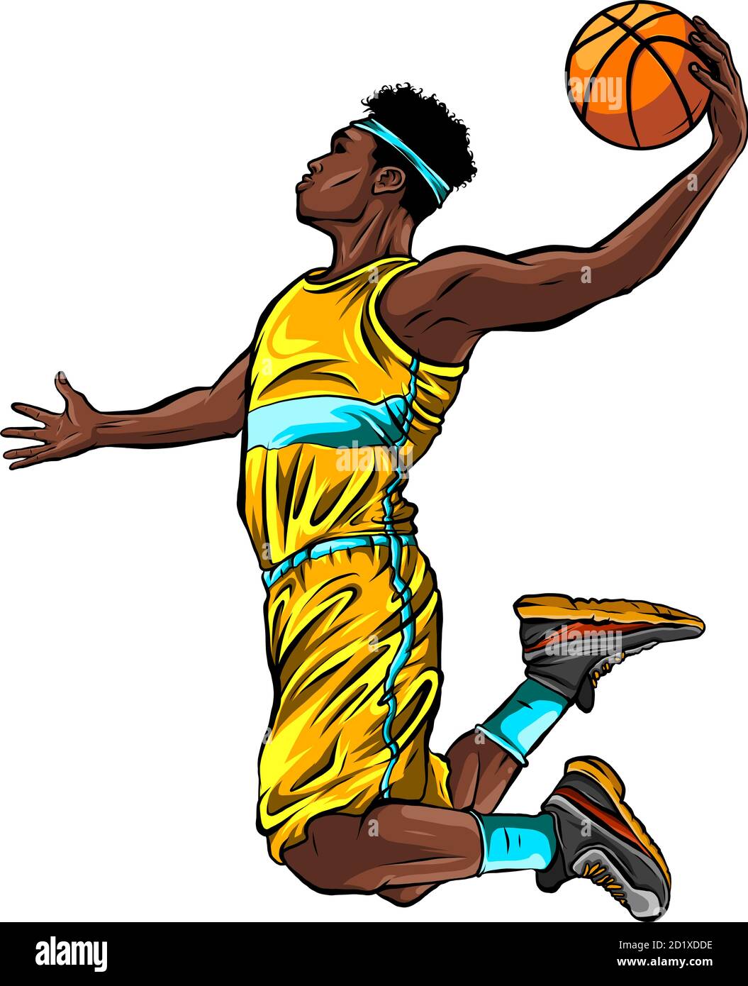 le joueur de basket-ball de dessin animé bouge dribble avec un vecteur de  sourire Image Vectorielle Stock - Alamy