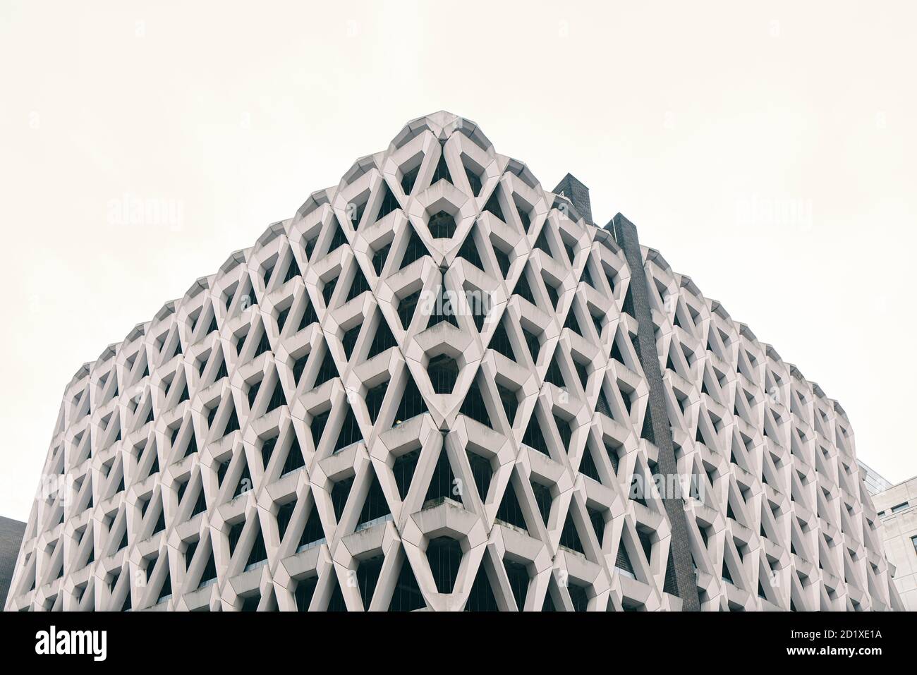 Extérieur du parking de Welbeck Street dans le centre de Londres, Royaume-Uni, extérieur en béton de style brutaliste, monument de Londres, démoli en 2019. Banque D'Images