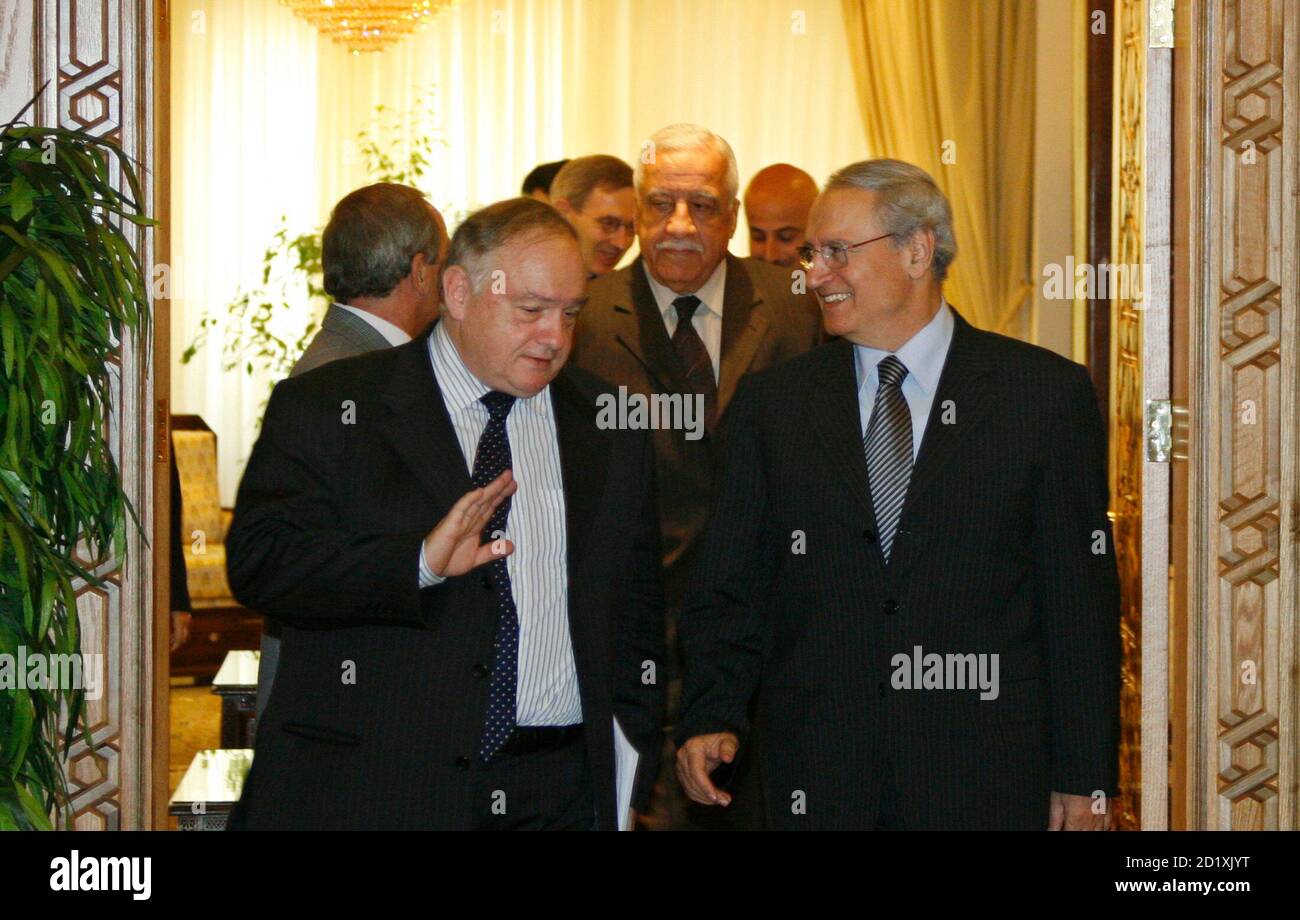 French envoy Jean-Claude Cousseran leaves the office of the Syrian Vice  President after their meeting in Damascus July 18, 2007.Cousseran met  senior Syrian officials on Wednesday to discuss the political crisis in