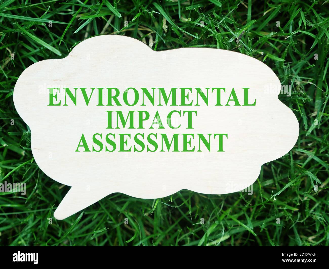 Plaque blanche avec mots Environmental impact Assessment EIA. Banque D'Images