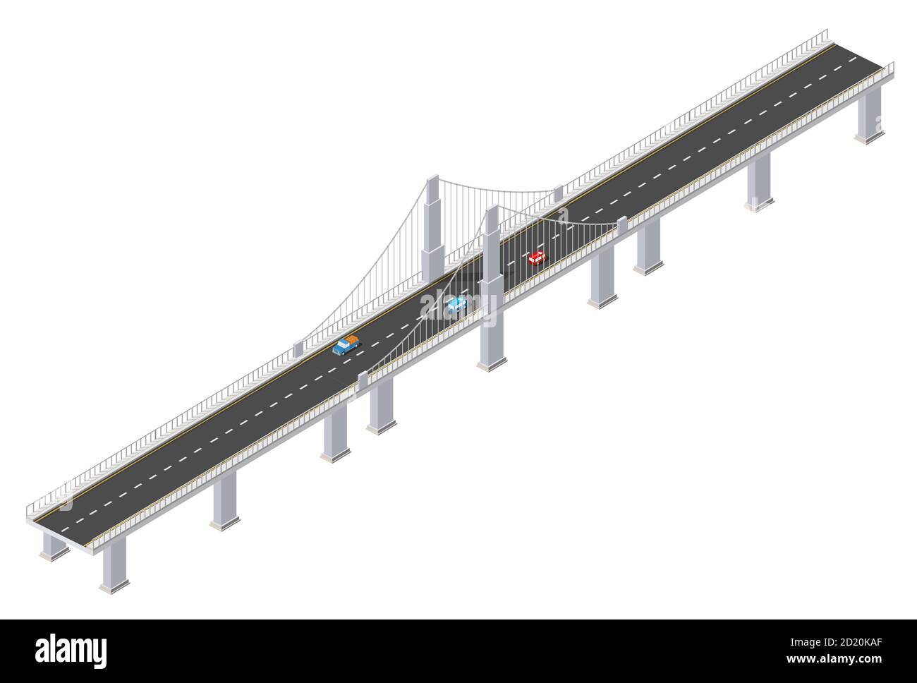 Le pont de l'infrastructure urbaine est isométrique pour les jeux, Illustration de Vecteur