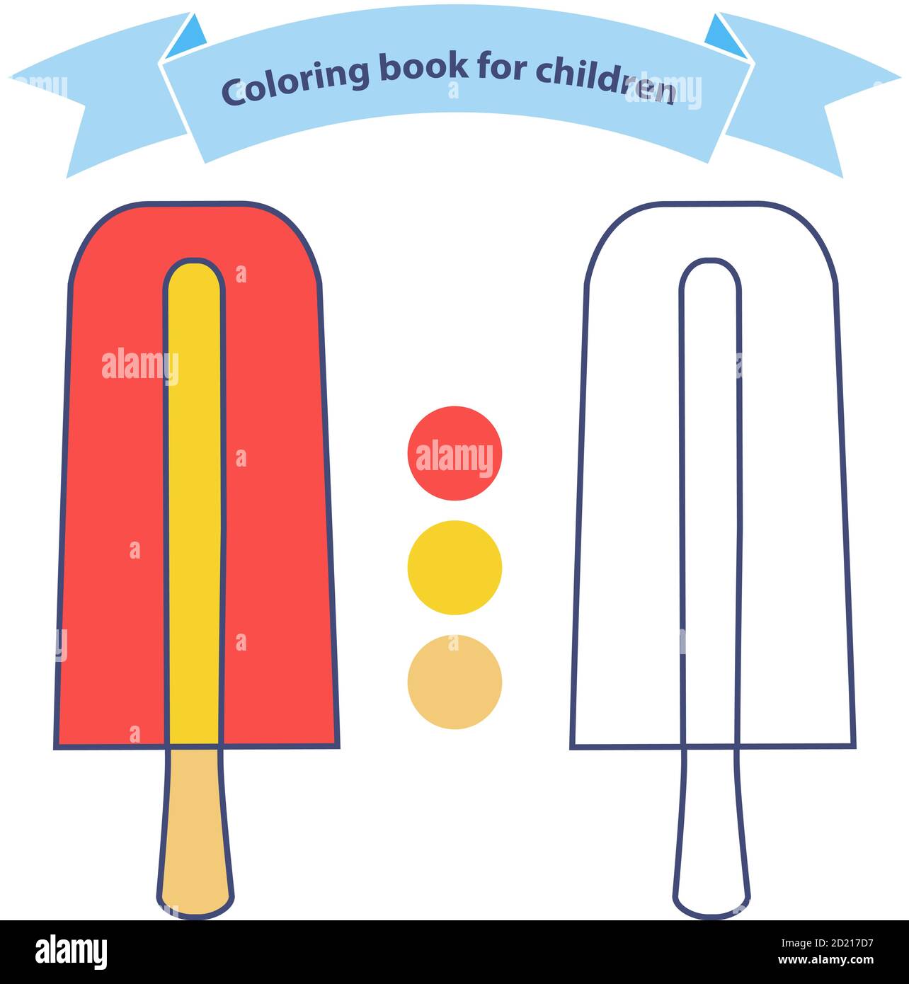 eskimo congelé sur un bâton. Livre de coloriage de crème glacée pour les enfants. Illustration de Vecteur