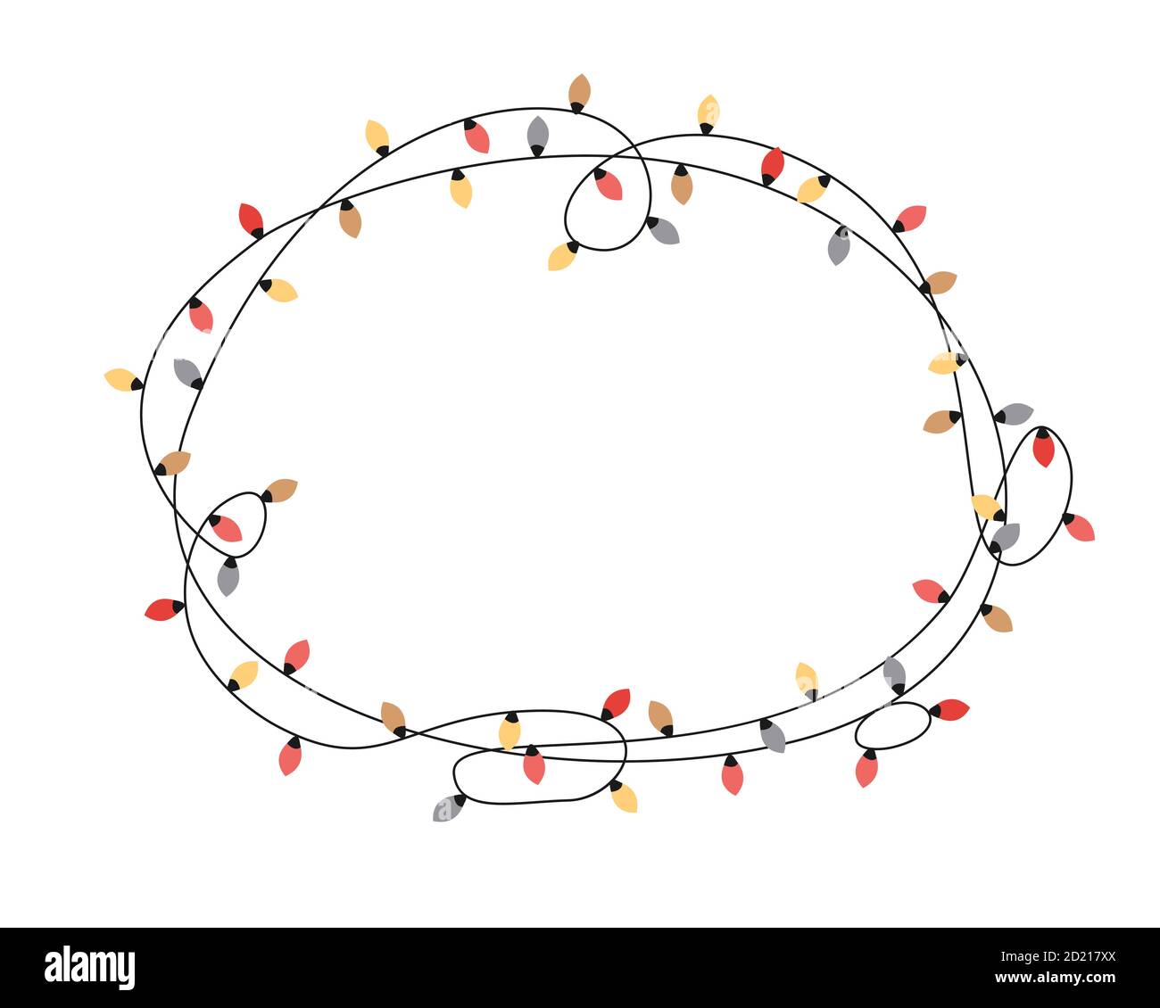 Ampoules de Noël à cadre rond. Cadre de Noël simple mais mignon dessiné à la main. Illustration vectorielle Illustration de Vecteur