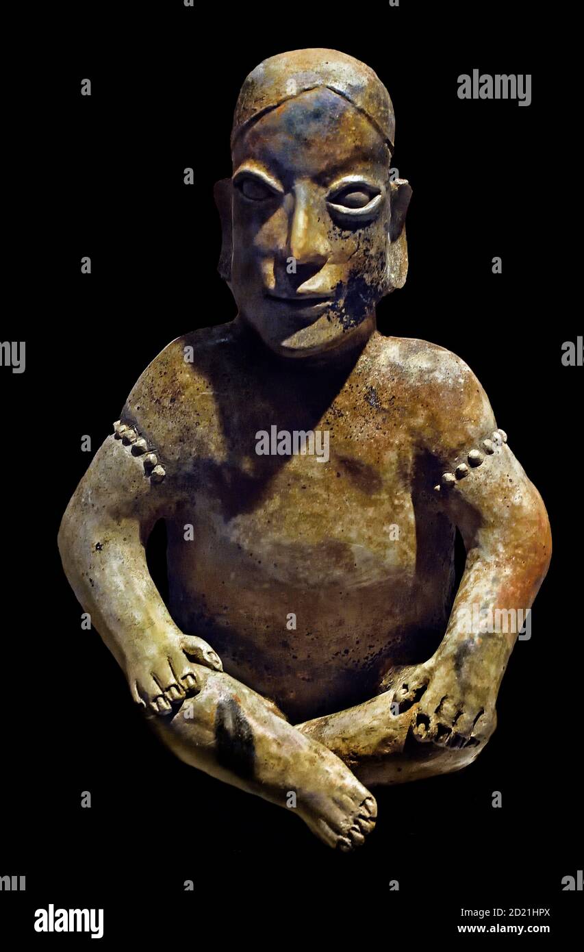 Figurine femelle assise. Céramique. Style Nayarit. Période pré classique (100 BC -250 AD). Mexique de l'Ouest , Amérique, Banque D'Images