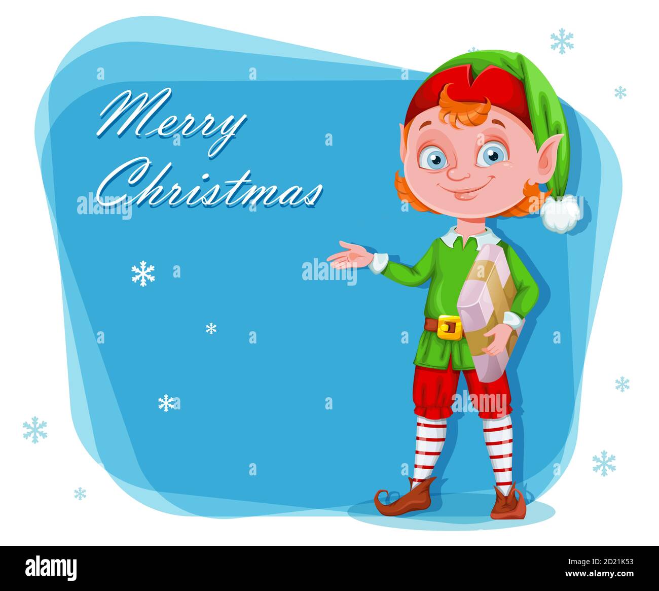 Joli personnage de dessin animé d'orf de Noël. Carte de vœux de joyeux Noël et de bonne année. Illustration vectorielle Illustration de Vecteur