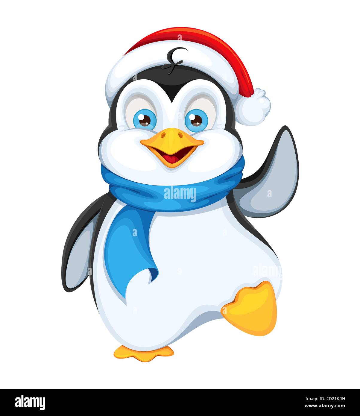 Joli pingouin en chapeau de père Noël. Joyeux Noël et Bonne Année.  Personnage de dessin animé drôle de pingouin. Illustration vectorielle sur  fond blanc Image Vectorielle Stock - Alamy