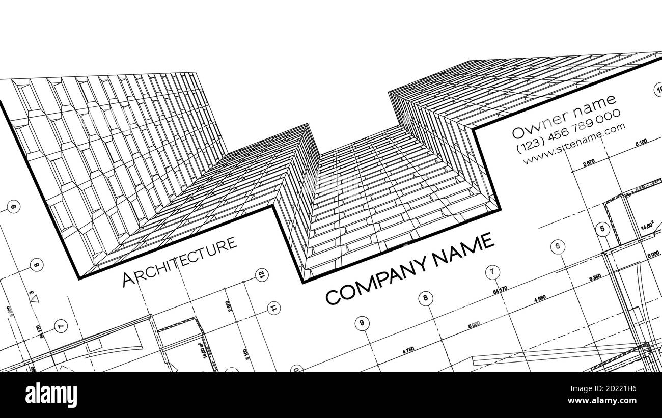 Carte de visite élégante pour un architecte. Illustration du vecteur abstrait. arrière-plan architectural 3d pour la bannière, l'affiche Illustration de Vecteur