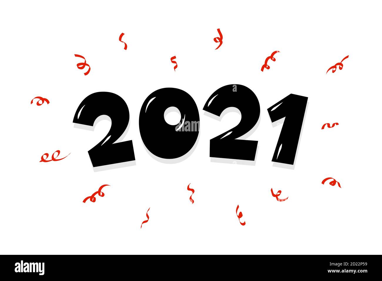 2021 dessin animé main texte bande dessinée nombre lettrage avec confetti. Carte de vœux de bonne année et de joyeux Noël. Illustration du vecteur eps de Noël sur fond blanc Illustration de Vecteur
