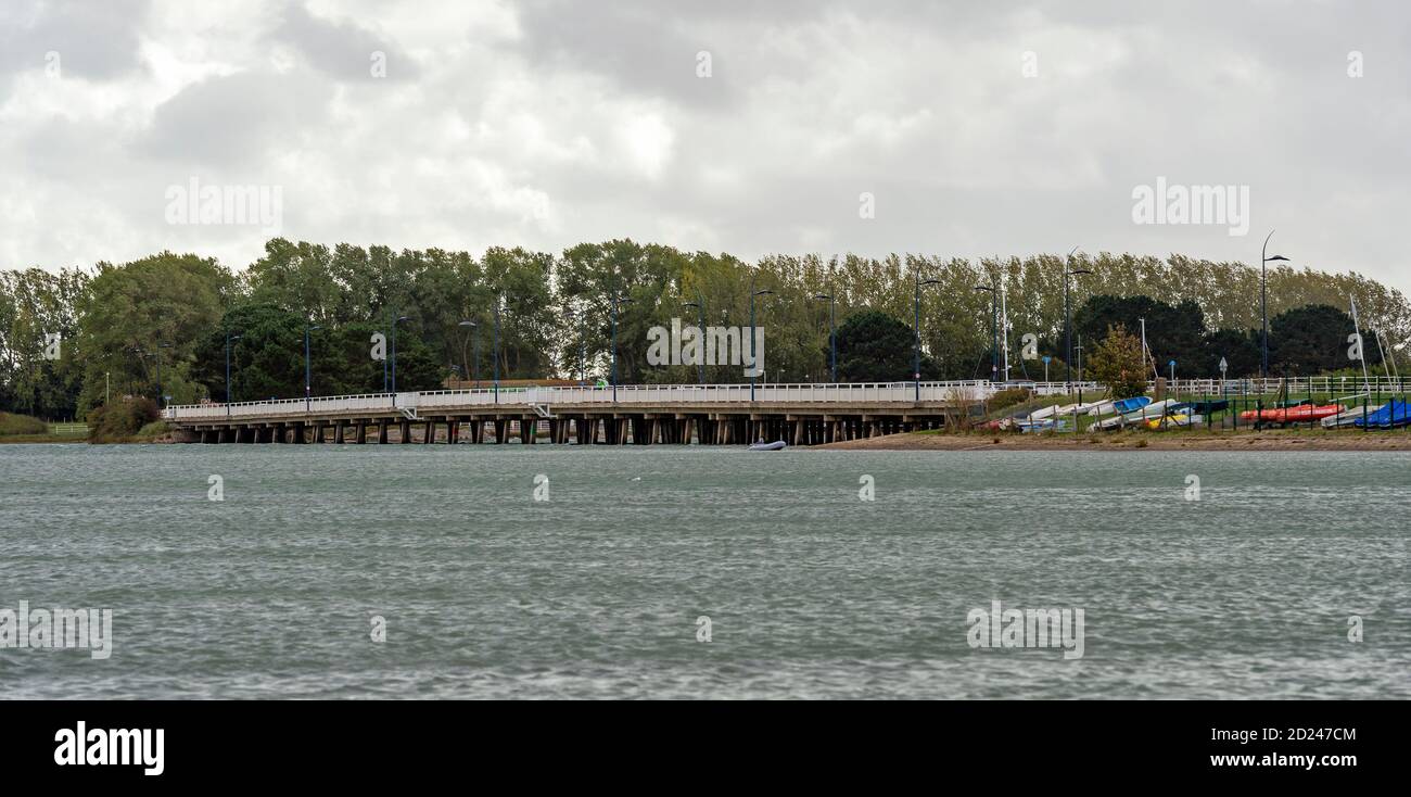 Pont routier vers Hayling Island dans le Hampshire Banque D'Images