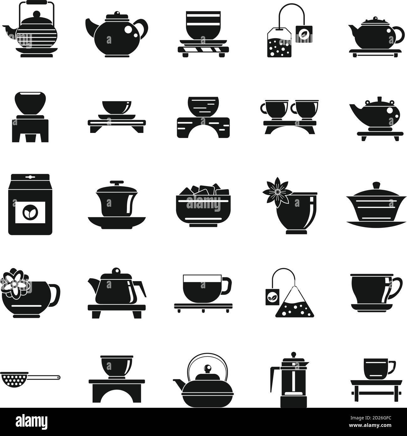 Ensemble d'icônes pour la cérémonie du thé chinois. Ensemble simple d'icônes vectorielles pour la cérémonie du thé chinois pour la conception de sites Web sur fond blanc Illustration de Vecteur