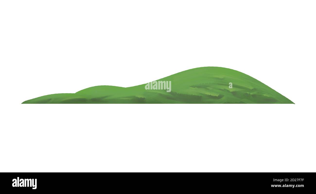 Herbe verte luxuriante colline dessin à la main illustration isolée sur blanc arrière-plan Banque D'Images
