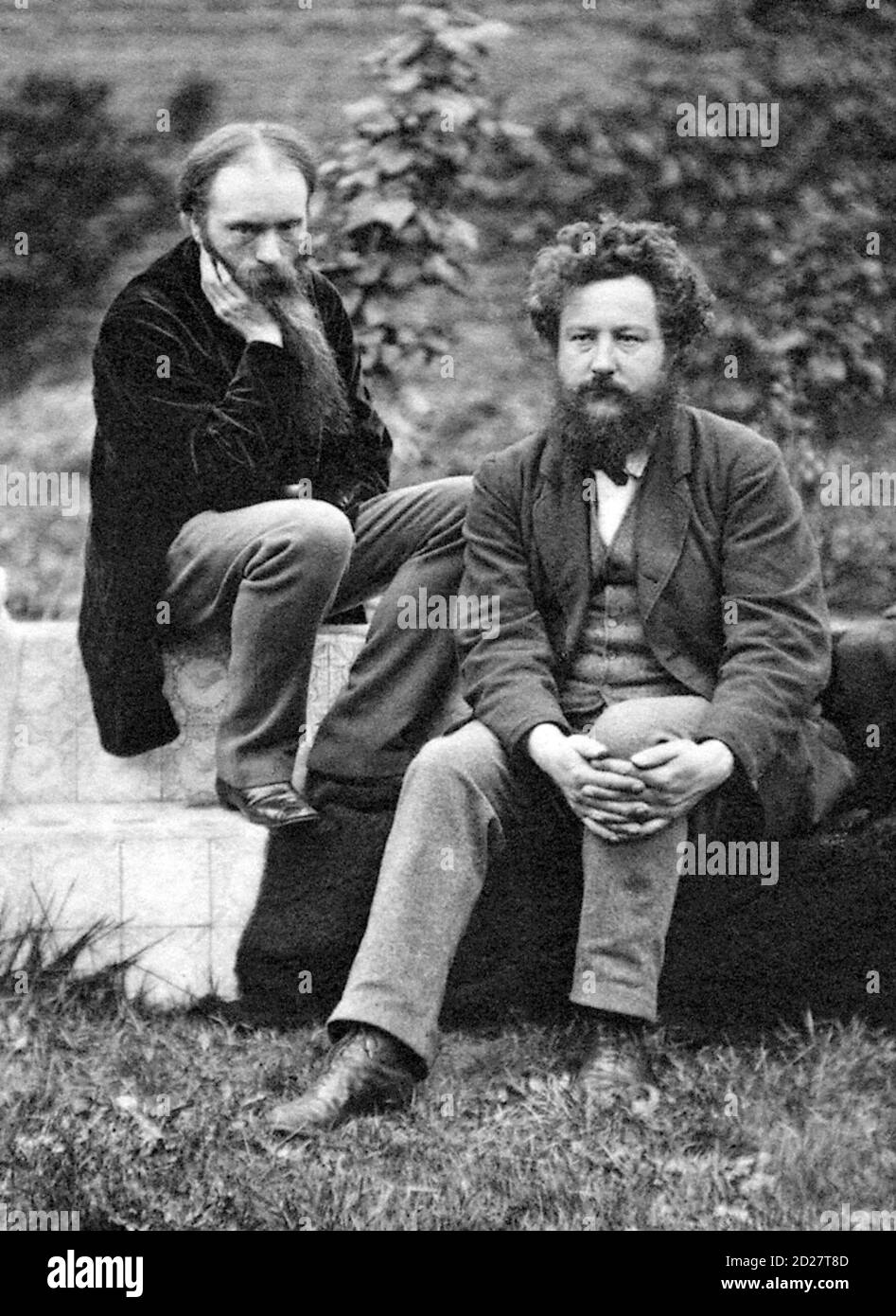 Edward Burne-Jones (1833-1898) et William Morris (1834-1896), portrait de Frederick H. Hollyer, 1874. Banque D'Images