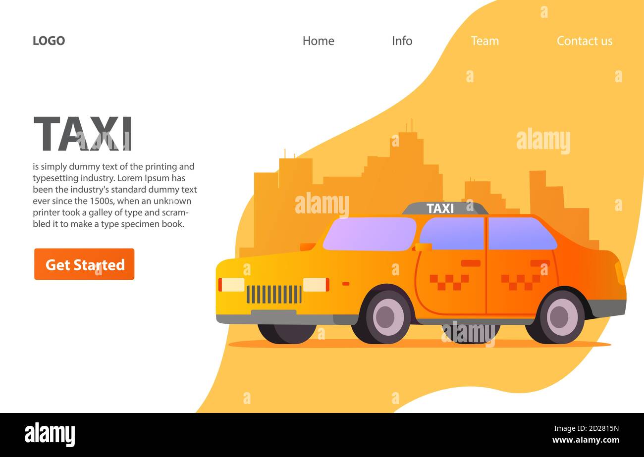 Service de taxi jaune berline de voiture. Cabine à vecteur plat.transport et livraison de chargement. Illustration de Vecteur