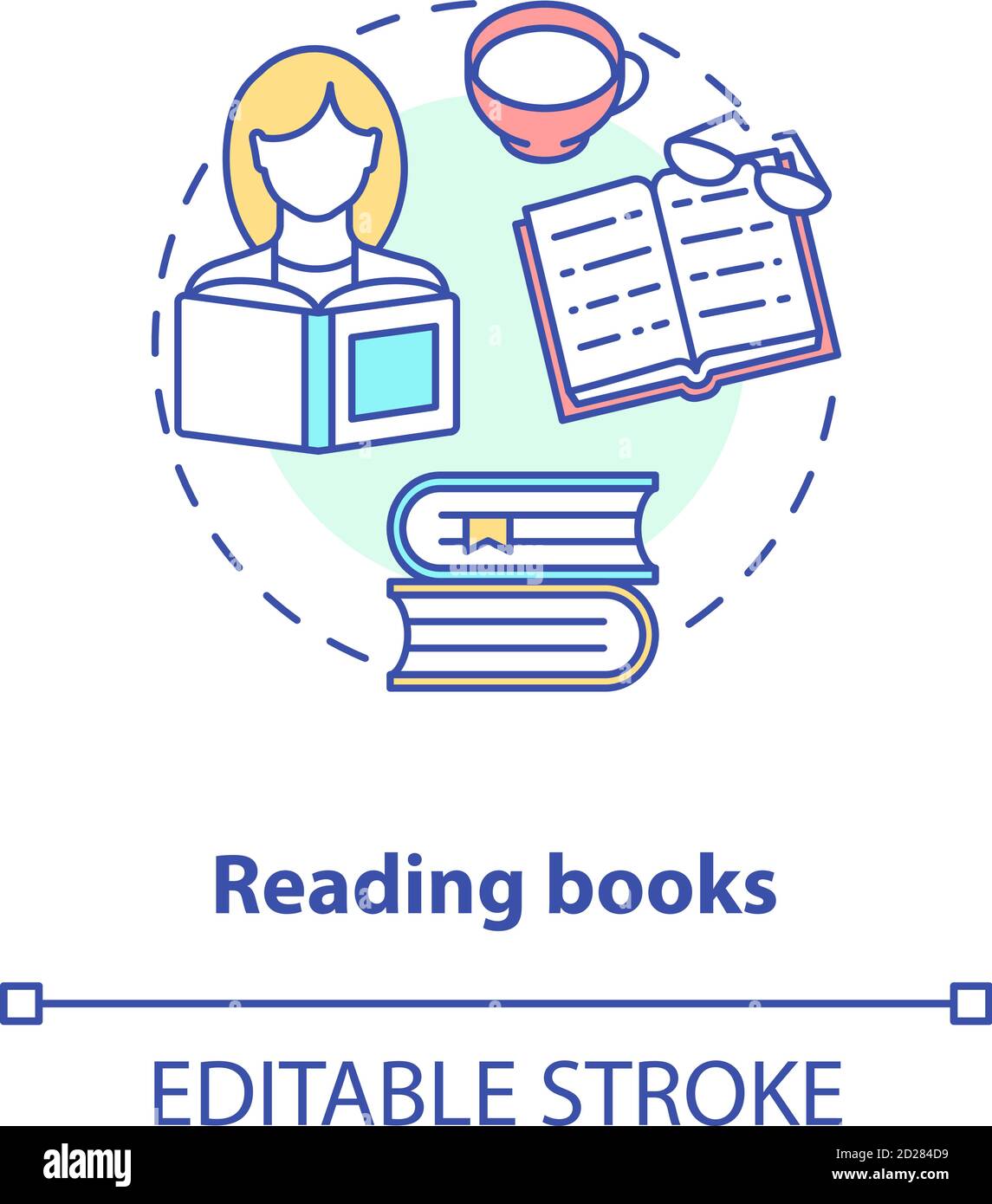 Icône de concept de livres de lecture Illustration de Vecteur