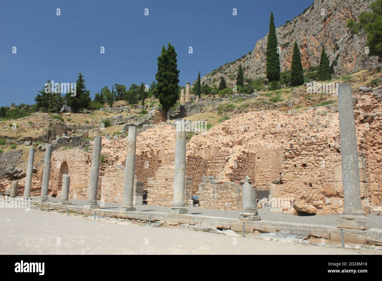 Vue sur le site archéologique de Delphes en Grèce Banque D'Images