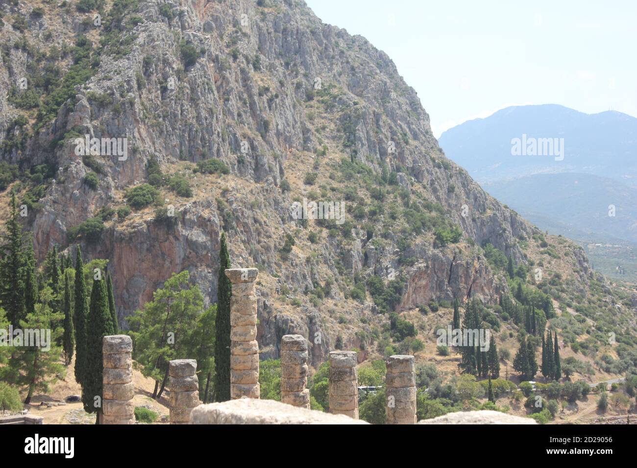 Vue sur le site archéologique de Delphes en Grèce Banque D'Images