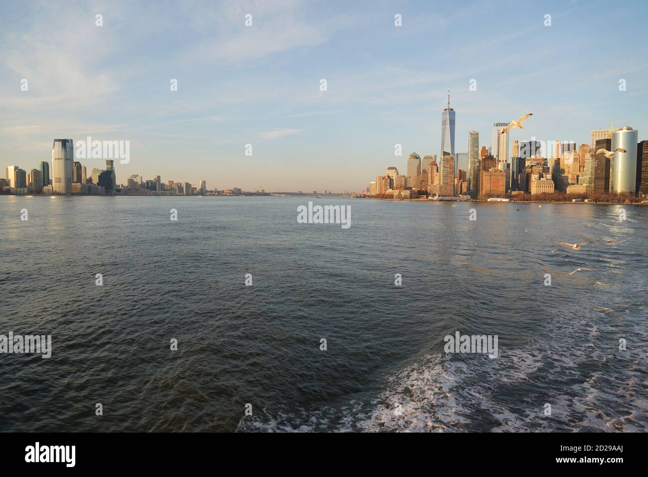 hudson river staten island manhattan skyline ferry Banque D'Images