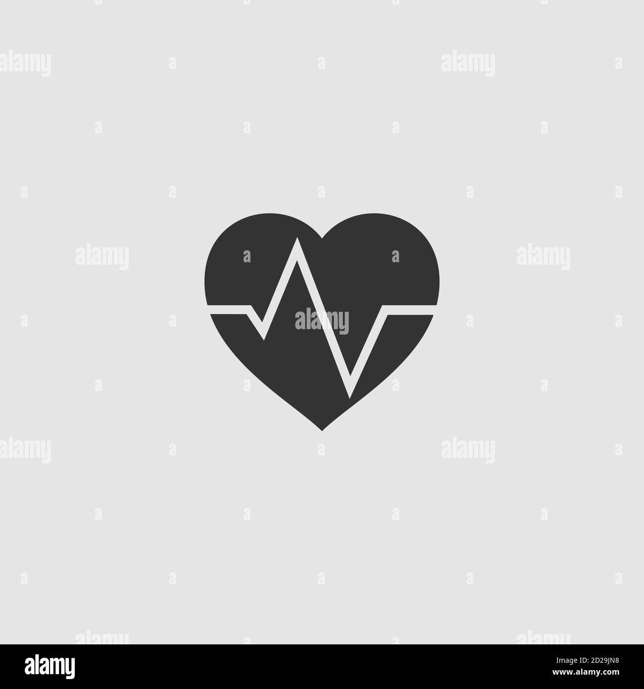 Icône du cardiogramme à plat. Pictogramme noir sur fond gris. Symbole d'illustration vectorielle Illustration de Vecteur