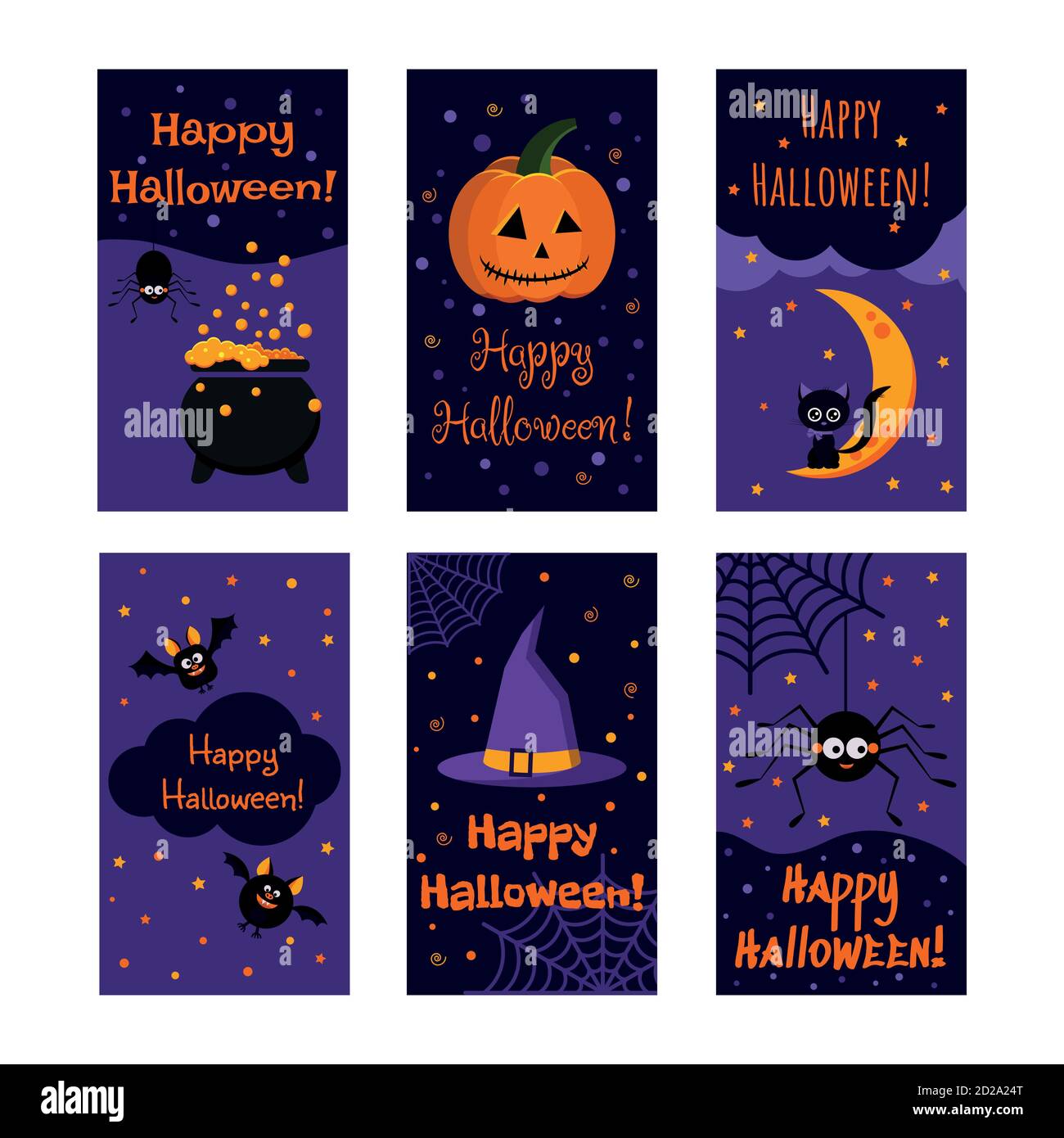 Collection Happy Halloween carte de vœux vector. Illustration de Vecteur