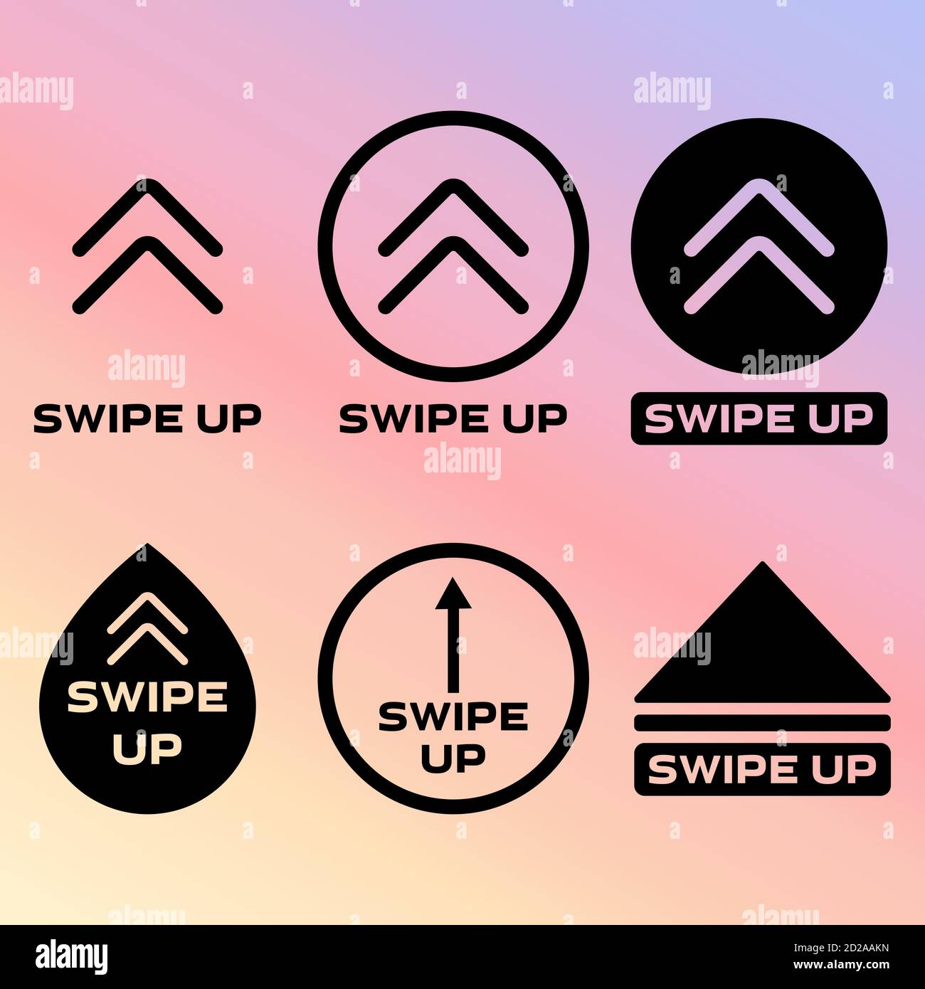 Faites glisser les modèles de bouton vers le haut. Boutons des applications de médias sociaux concept Instagram. Illustration vectorielle. Illustration de Vecteur