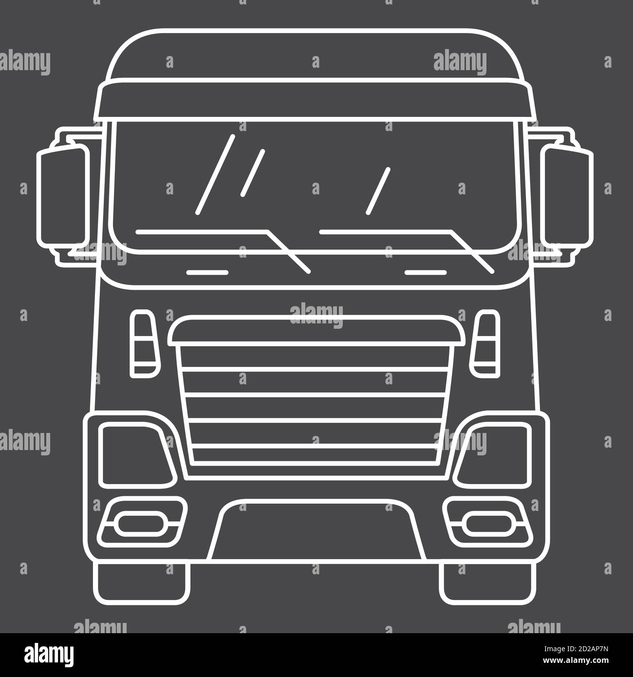 Vue avant du camion de cabine de chargement.icône pour les services de livraison. Illustration de Vecteur