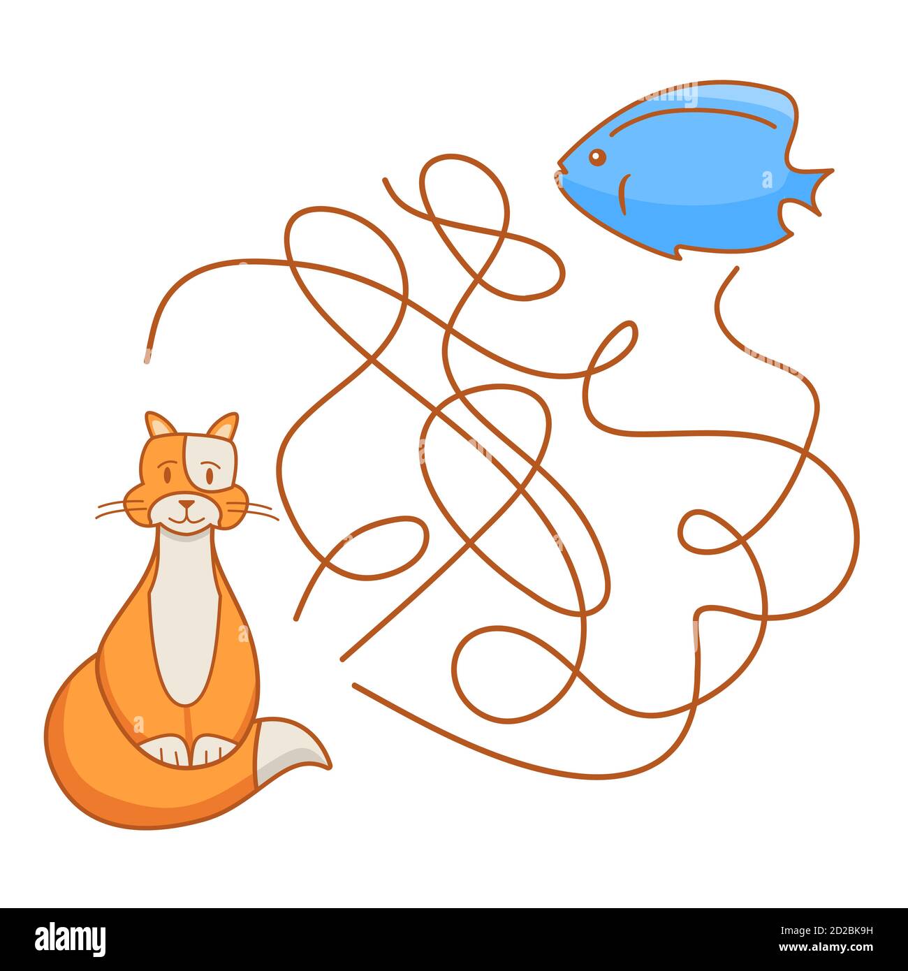 Jeu De Labyrinthe Jeu D Education Pour Les Enfants Aidez Le Chat A Trouver Le Poisson Image Vectorielle Stock Alamy