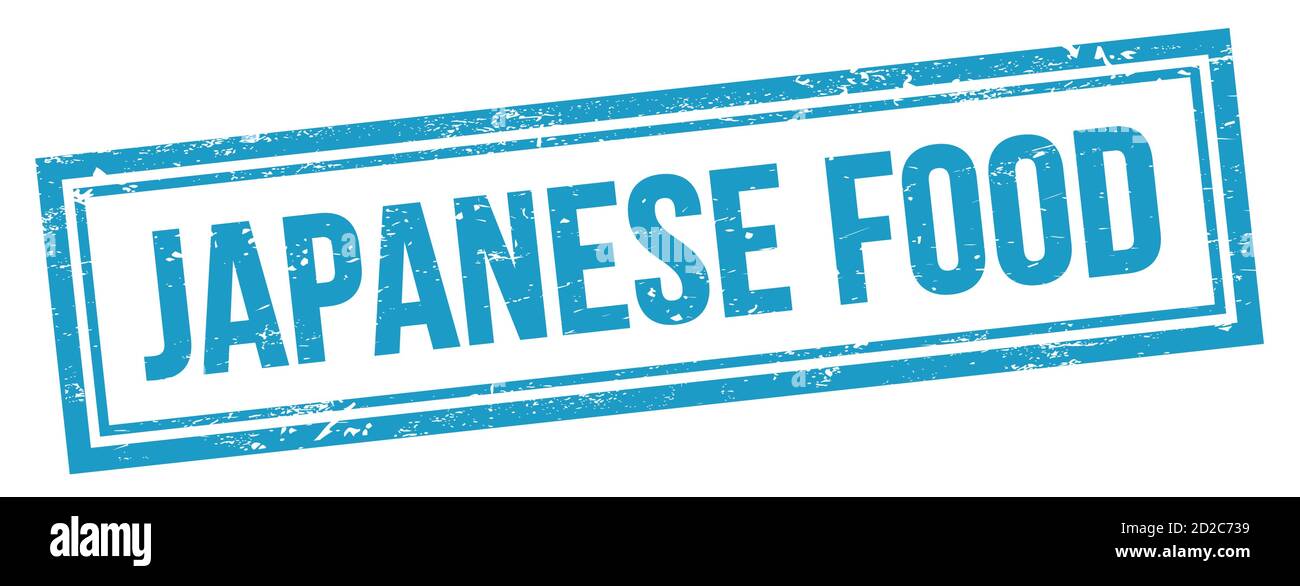 Texte DE LA NOURRITURE JAPONAISE sur un timbre bleu grungy rectangle vintage. Banque D'Images
