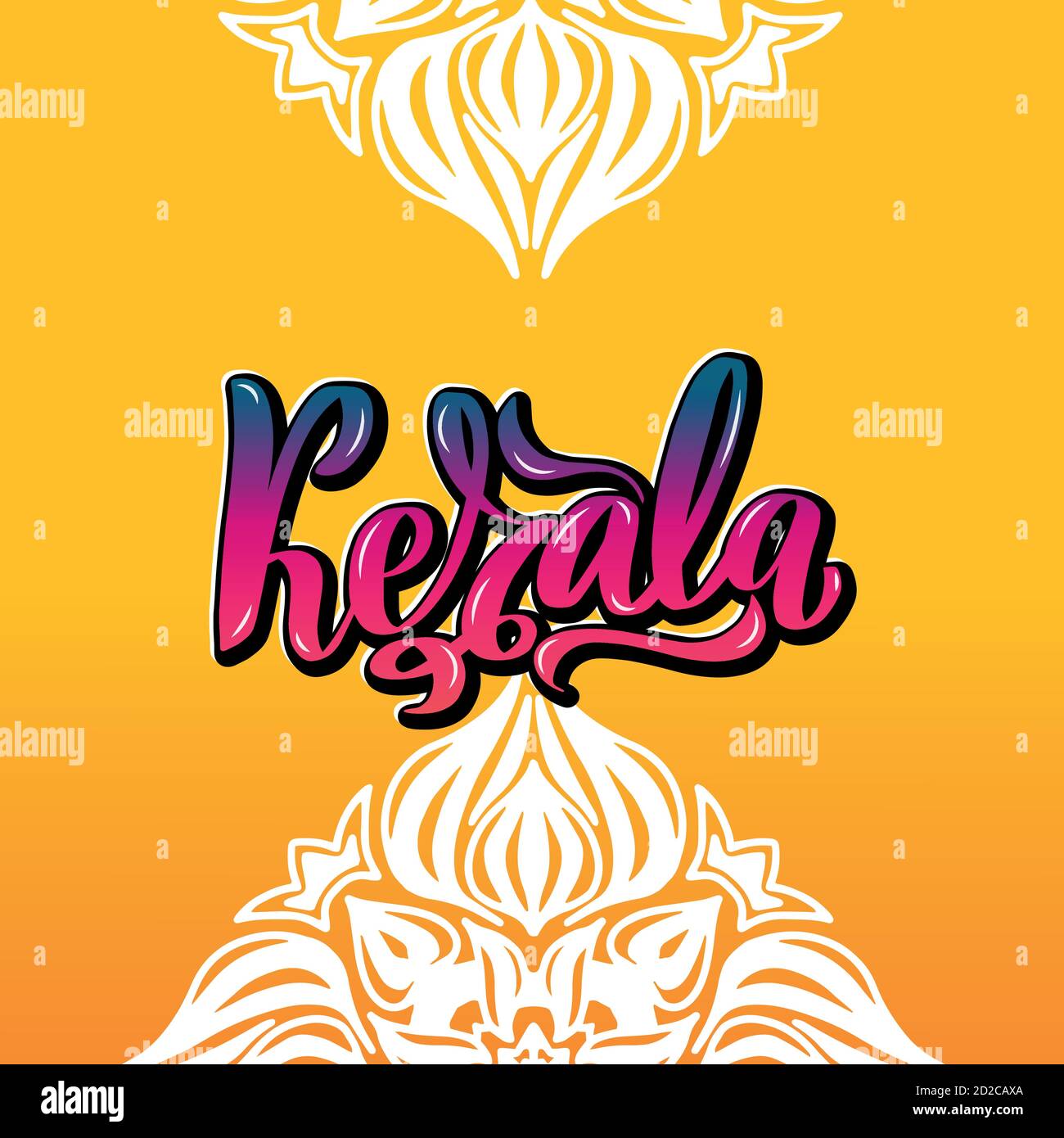 Typographie manuscrite de lettres de Kerala. États de l'Inde. Illustration de Vecteur