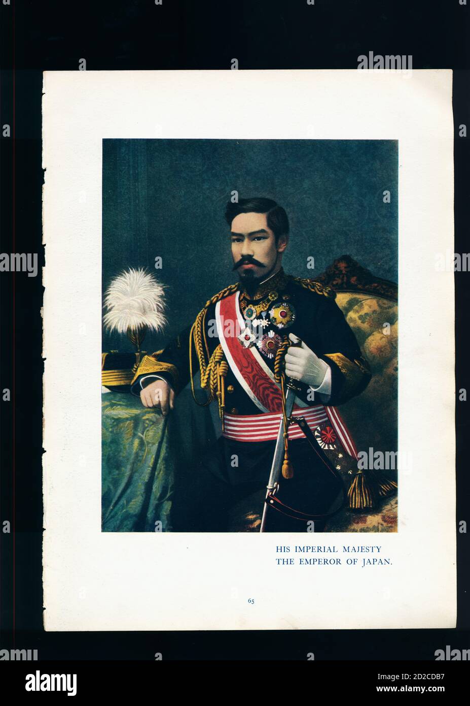 Portrait Chromolithographique de Meiji le Grand, empereur du Japon (3 novembre 1852 – 30 juillet 1912). Il était le 122ème empereur du Japon et pendant son re Banque D'Images