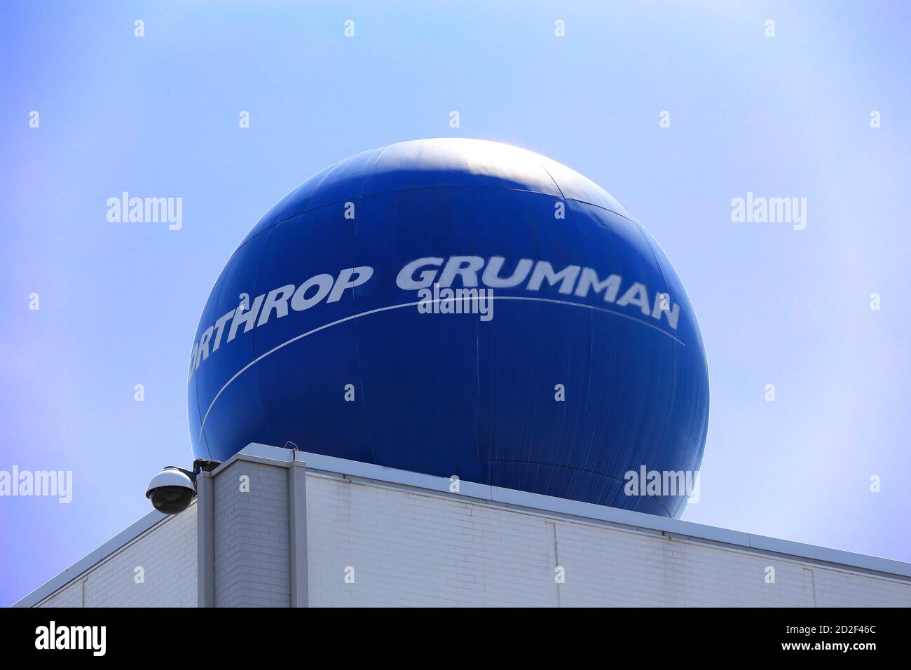 Globe historique au sommet de Northrop Grumman Corporation, bâtiment Bethpage Long Island, New York Banque D'Images