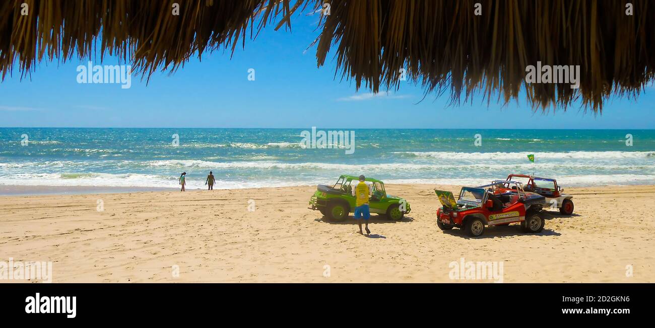 Buggies de plage sur la plage, Brésil Banque D'Images