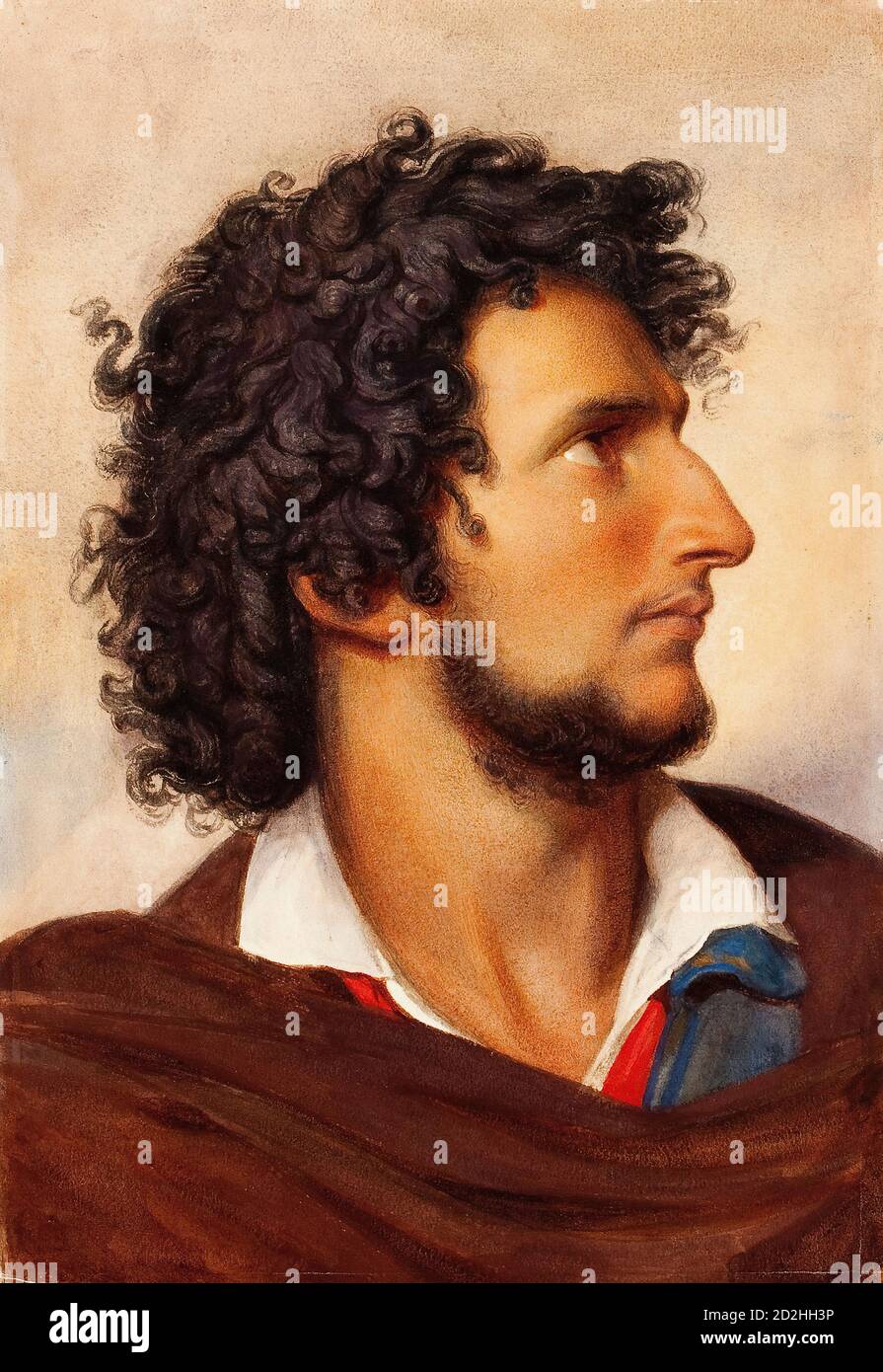 Amerling Friedrich Von - Chef d'un jeune vénitien barbu L'homme dans le profil - Ecole autrichienne - 19e siècle Banque D'Images