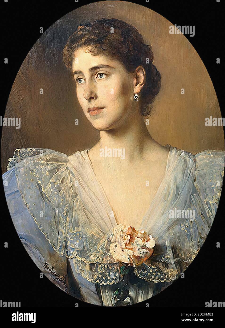 Angeli Heinrich Von - Princesse Victoria Melita d'Édimbourg Grand Duchesse de Hesse - Ecole autrichienne - 19e siècle Banque D'Images