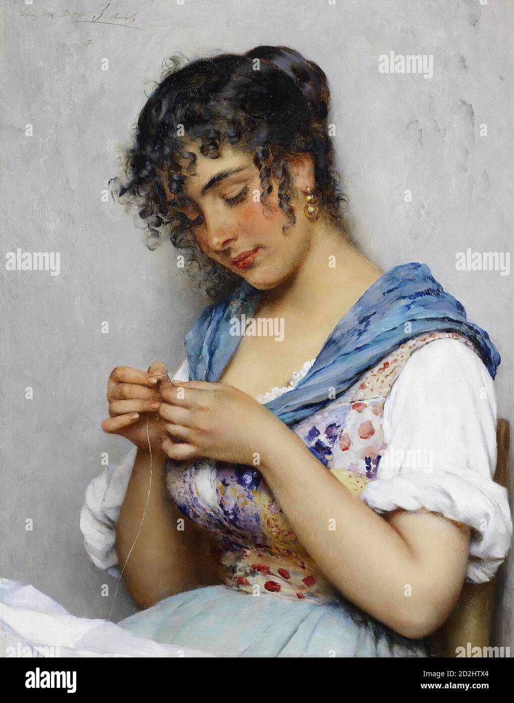 Blaas Eugene de - une beauté vénitienne 1 (La couturière italienne) - Ecole autrichienne - 19e siècle Banque D'Images