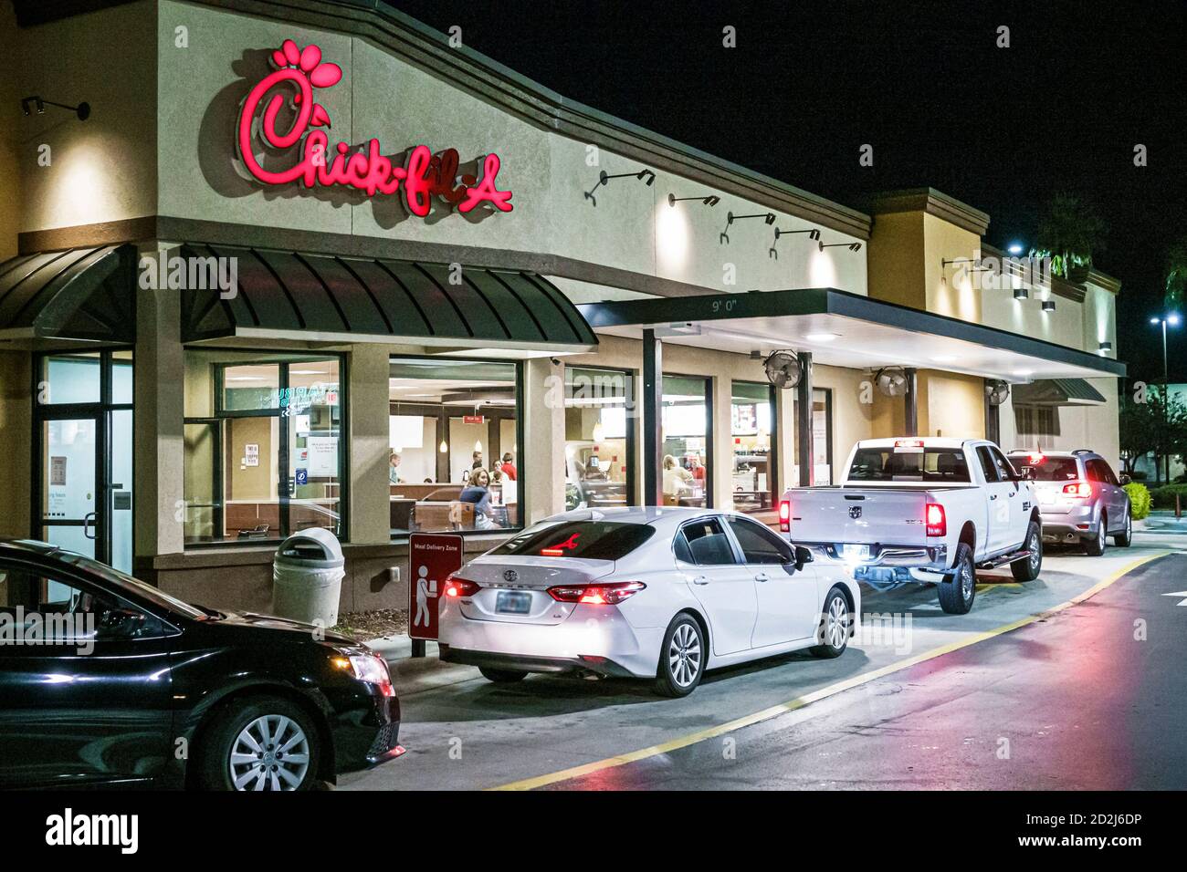 Brooksville Floride, Chick-fil-A, restauration rapide américaine poulet restaurant restaurants restauration repas manger dehors café cafés bistrot, COVID-19 restaurant intérieur Banque D'Images