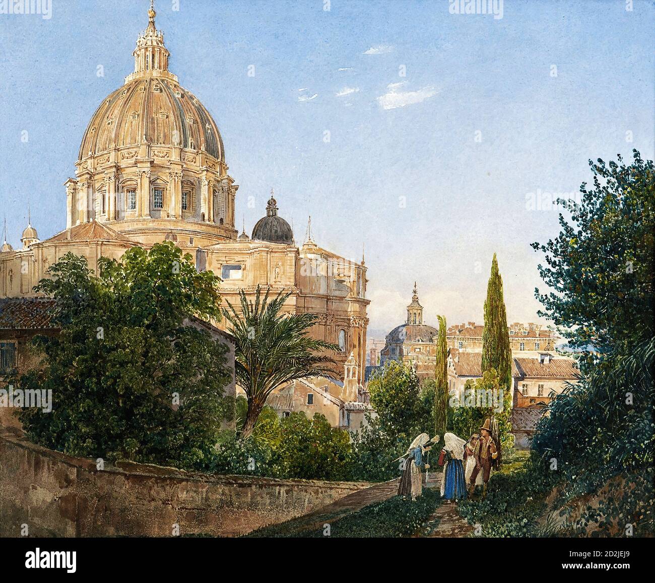Alt Rudolf Von - Blick Auf Sankt Peter en ROM Von Den Vatikanischen Gärten Aus - Ecole autrichienne - 19ème Siècle Banque D'Images