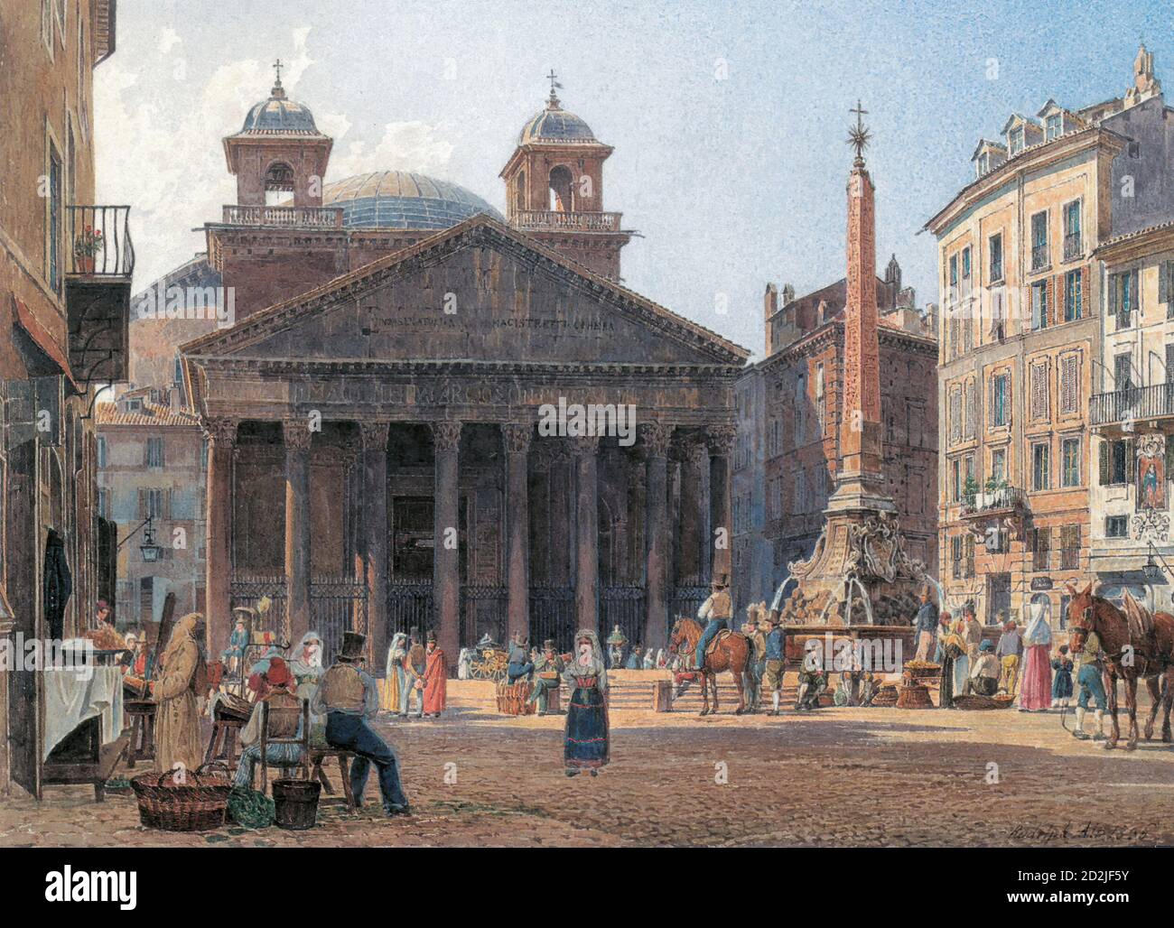 Alt Rudolf Von - Das Panthéon und Die Piazza Della Rotonda in ROM - Ecole autrichienne - 19e siècle Banque D'Images